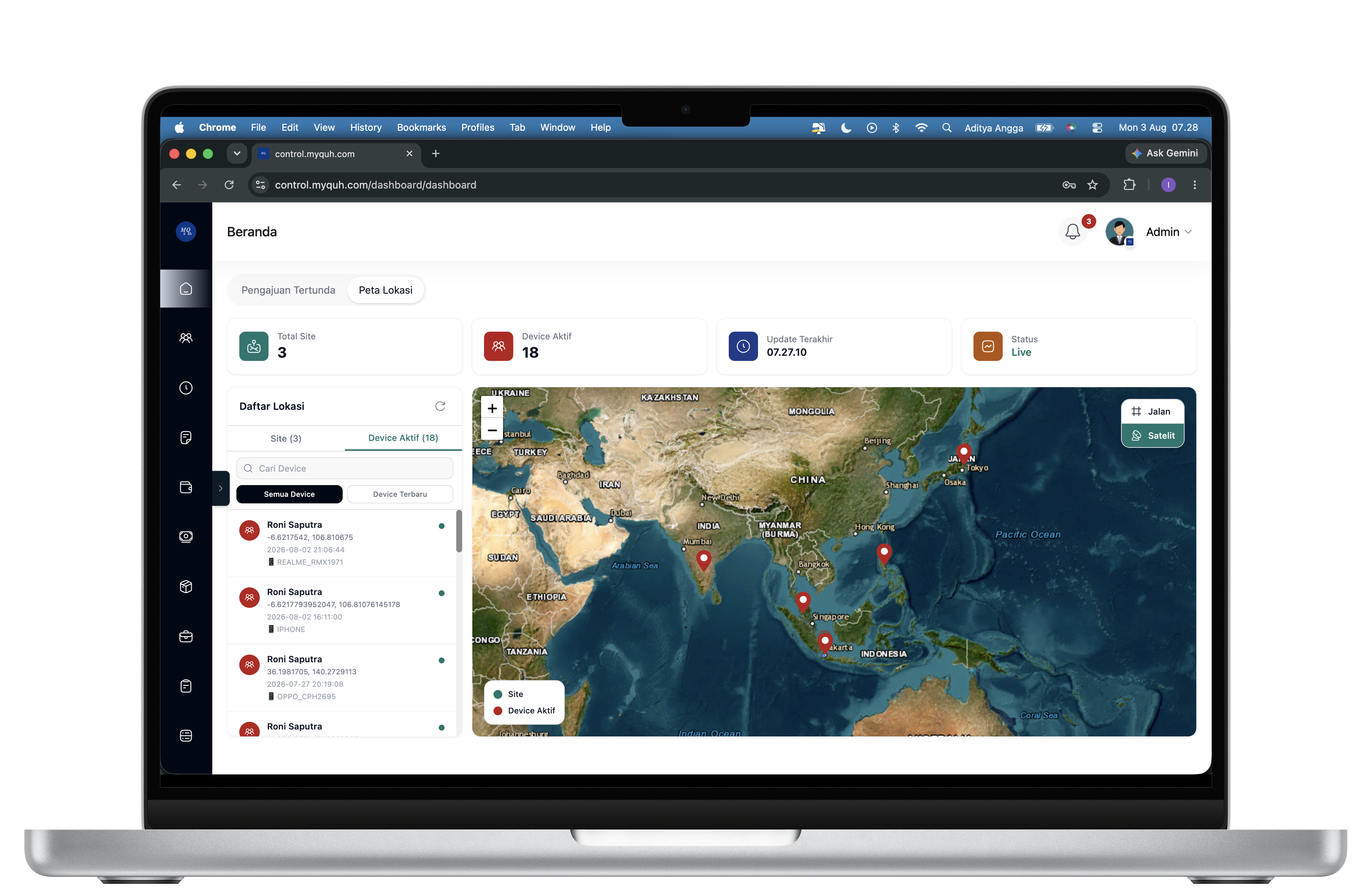 Dashboard pantau karyawan MyQuh